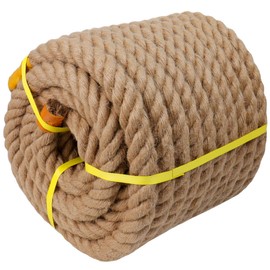 Twisted Manila Jute Rope (1 Inch x 100 Feet) Natural Thick Hemp Rope for Crafts, Nautical, Railings, Hammock, Decorating