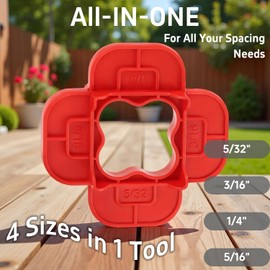 8 Packs 4-in-1 Multi-Size Deck Spacer Tool (5/32", 3/16", 1/4", 5/16") for Composite, PVC, Hardwood & Pressure Treated Decking Board, Easy-to-Use Deck Board Gap Tool,Red