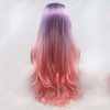 AFBeauty Rainbow Lace Front Wig Synthetic Gluless Blue Purple Pink