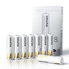 imuto Rechargeable aa Batteries, 3600mWh aa Lithium Batteries 8 Pack, 1.5V 2A Output Double a Battery, 1600+ Cycle Life