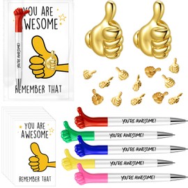Liliaafar 20 Sets Employee Inspirational Gifts Bulk, You're Awesome Pens Thumbs up Pins Motivational Cards and Opp Bags for Valentines Day Coworker Staff Team
