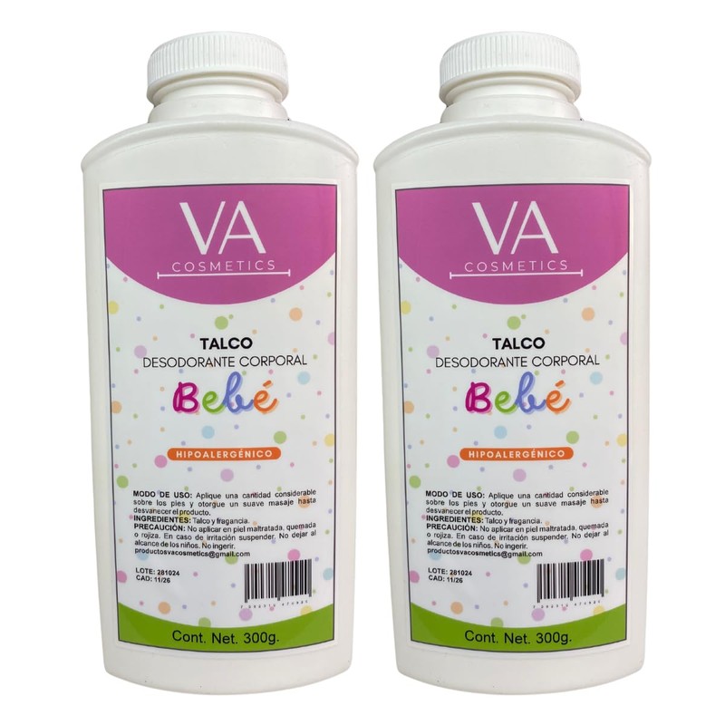 Talco para Bebe suavidad y proteccion hipoalergenico 2pz