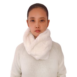 Lina & Lily Solid Colour Faux Fur Women's Infinity Scarf Winter Neck Warmer Snood (White)