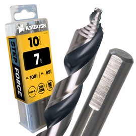 10x Spiral Drill Bit Step Force Diameter 7.0 mm - HSS-G DIN 338 for Steel, Mild Steel, Aluminium, Non-ferrous Metals AMBOSS WERKZEUGE® Drill Sheet Metal Profile - Hexagonal for Drill, Cordless Drill,