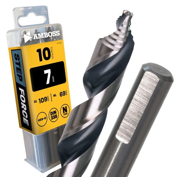 10x Spiral Drill Bit Step Force Diameter 7.0 mm -