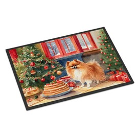 Caroline's Treasures DAC3866JMAT Pomeranian Christmas Cookies Doormat Front Door Mat Indoor Outdoor Rugs for Entryway, Non Slip Washable Low Pile, 24H X 36W