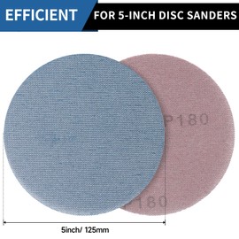 PMIQSA 50 Pcs 125mm Sanding Discs, Hook and Loop Mesh Sanding Pads 180 Grit, Dust-Free & Anti-Clogging, for Drywall Efficient Dust Removal Random Orbital Sander
