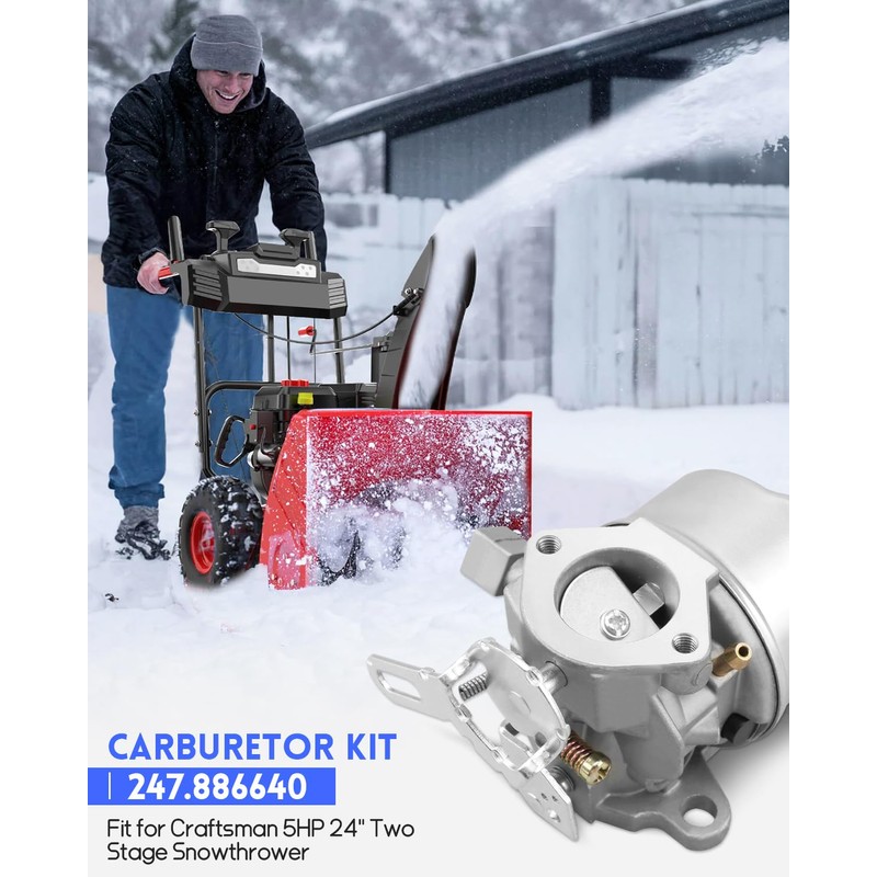 JUWEVAZU Snow Blower Carburetor Fit for Craftsman 5HP 24" Two