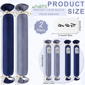 Maiteenly 2 Pairs Boot Shaper Stands with 8 Labels Cotton Tall Boot Inserts for Closet Organization (Solid Color)