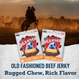 Wild River Original Beef Jerky, Old Fashioned Beef Jerky, Gluten Free, Deliciously Seasoned, Savory Meat Snack for Lunches, Ready to Eat, Made with 100% Beef, 15g of Protein, 3.5 Ounce (Pack of 4)