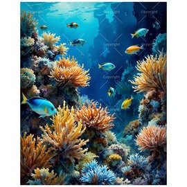 Ocean Life Paint by Numbers Kit for Adults - DIY Colorful Fish and Coral Reef Underwater Painting on Canvas 16x20 Inches, Acrylic Paint Set,Suitable for Beginners,Art for Decoration or Gifts