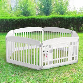 Dog Playpen 6-Panel 24 Inch Safe Secure Indoor Outdoor Pet Fence, Folding Portable 35 x 35 x 24IN, Ideal for Small to Medium Dogs Easy to Clean (White)