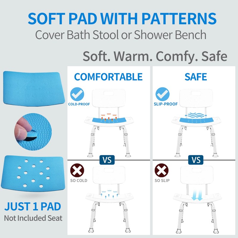 Non Slip Mat for Shower Stool, Shower Chair Pad with