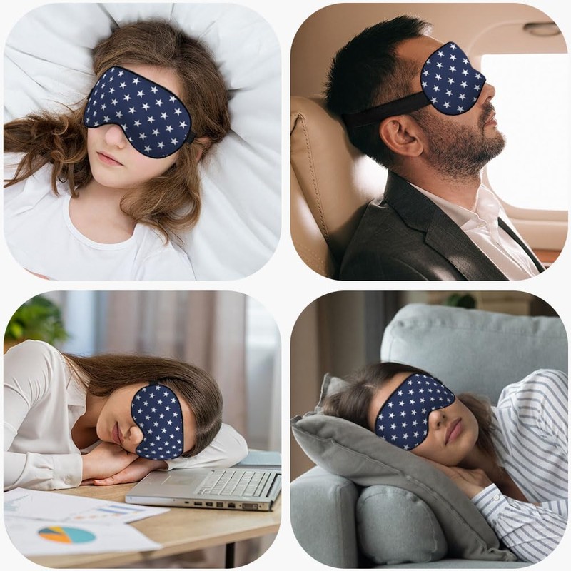 NOHSHE Blue White Stars Silk Eye Mask Sleep Mask Classic