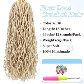 Ainimiu 18 Inch New Faux Locs Crochet Hair Soft Locs Crochet Hair Natural Faux Braids Pre-looped Synthetic Afro Roots Braid For Black Women