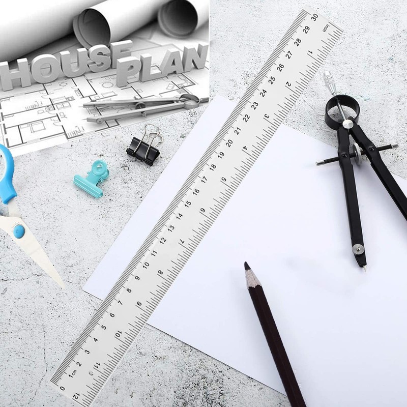 YouOKLight Plastic Ruler 30cm, Clear Ruler,Transparent Ruler 12 inch,Metric Ruler,Ruler