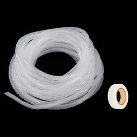 MECCANIXITY Spiral Cable Wrap 18ft/5.5M 12mm Cable Management Sleeve Cord Organizer Flexible PE for Computer Wire, Charging Cable White with Tape