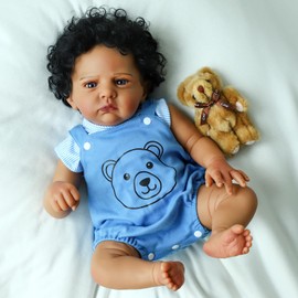SCOM Reborn Baby Dolls Black Boy - 20 Inch Realistic African American Newborn Boy Doll Lifelike Weighted Soft Body Real Life Baby Dolls Gift for Kids Age 3