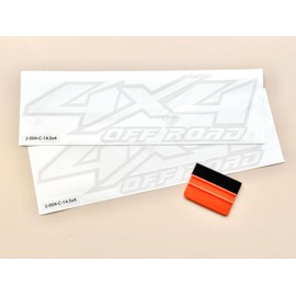 Clear w/White Border 4x4 Offroad Four Wheel Drive Decal Stickers Auto Decoration, Replacement for Truck Bed, Off Road Vehicle, SUV, Durable & Weatherproof, Size 14.5 x 4 inch (Set of 2)