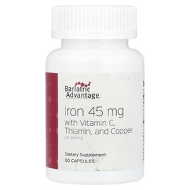 Bariatric Advantage Iron with Vitamin C Thiamin Copper 60 Capsules Vitamin C Supplement, 1 Count, 60 Tablets / Bariatric Advantage 배리아트릭어드밴티지 아이언 위드 비타민 C 티아민 코퍼 60 캡슐 비타민C 보충제, 1개, 60정