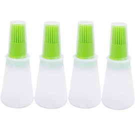 Silicone Oil bottle brush，BBQ/Pastry Basting Brushes,Silicone Cooking Grill Barbecue Baking Pastry Oil/Honey/Sauce Bottle Brush (4 PCS,green)