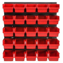 PAFEN Storage System, 386 x 390 mm, Stacking Boxes, Wall Shelf, Storage Boxes, 25 Boxes Made of Polypropylene (PP), Red