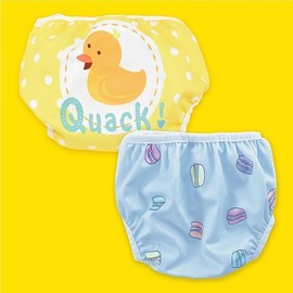 Swimava S1 Baby Swim Diaper, Reusable and Adjustable Fit for 18-31 lbs Infants, Triple-Layer Leak Protection, Sun Safe, Durable, Eco-Conscious, Perfect for Pools and Beaches 2pcs (Duckie & Le Macaron)