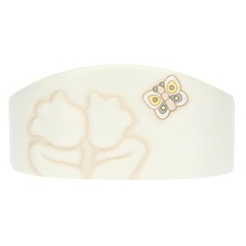 Thun, Portabicchieri Doppio in Ceramica Decorata a Mano con Decorazioni Floreali e Iconica Farfalla, Linea Elegance, 18x11x9 h cm