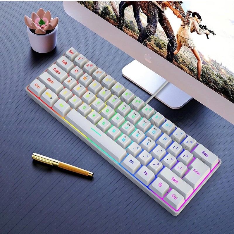 Snpurdiri 60% Wired Gaming Keyboard 61 Keys RGB Backlit Ultra-Compact