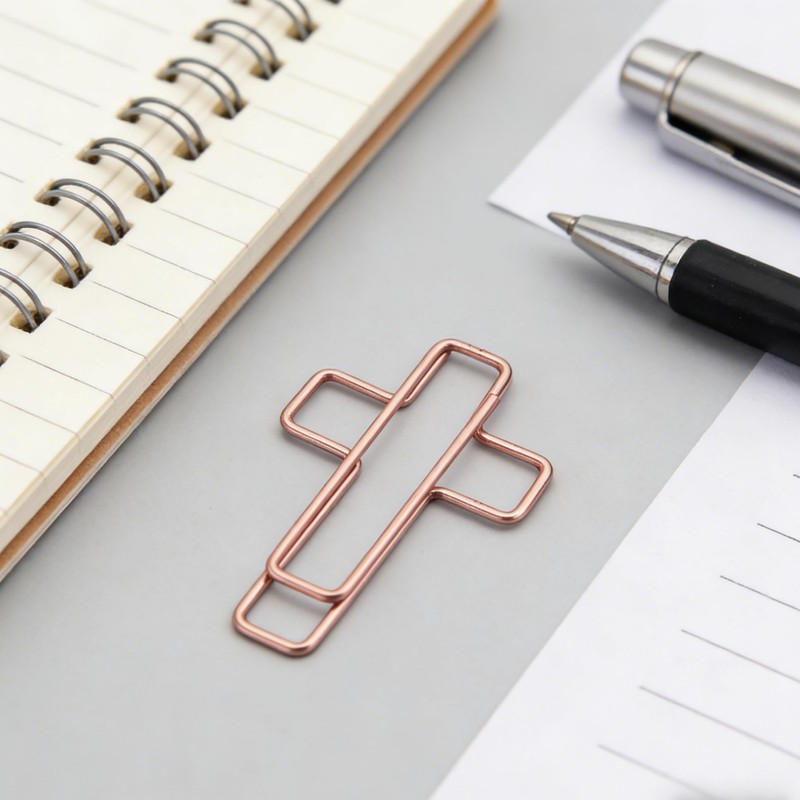 150 Pcs Rose Gold Cross Shaped Paper Clips, Stainless Steel