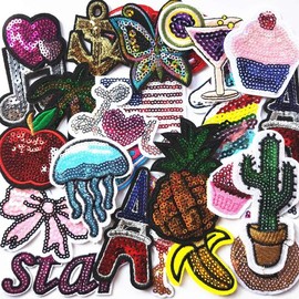 22 count DIY Word Patches Embroidery Mix Patterns Iron On/Sew On Applique for Clothes Backpacks T-Shirt Jeans Skirt Vests Scarf Hat Bag (Style 10) - Color: Style 5