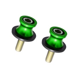 Motoforti 2 Pcs 10mm Metal Motorcycle Rear Stand Swing Arm Spool Sliders Green Long-lasting