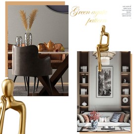 Ruiqas 3 Pieces Thinking Figurine Modern Abstract Sculpture Sitting Thinker Statue for Home Office Bookshelf Decoration Gold