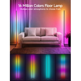 Tyute Corner Floor Lamp, RGB LED Corner Lamp with Music Sync, Smart App and Remote Control Color Changing Ambience Light, 16 Million Colors for Bedroom, Living Room Gaming Room (2pcs)