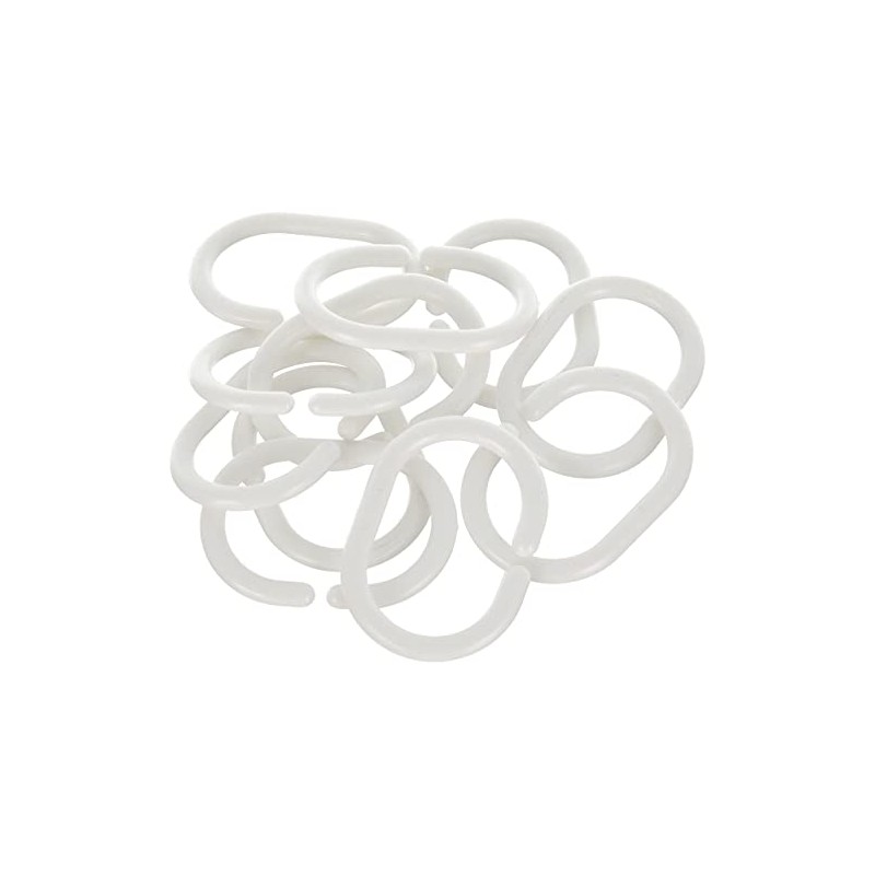 Wenko 19191100 Shower curtain rings, small , oval, Plastic, set