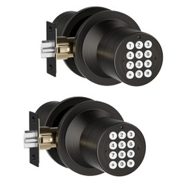 HIDALIFE Door Knob with Keypad, Keyless Entry Door Lock, Front Door Knob Child Proof, Auto Lock, Easy Installation for Home, Office, Apartment, Garage Security, Oil Rubbed Bronze 2 Pack