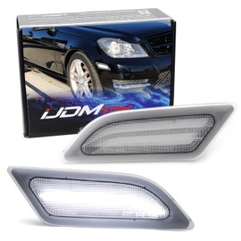 iJDMTOY Clear Lens White Full LED Front Side Marker Light Kit Compatible With 2012-14 Mercedes W204 LCI C250 C300 C350 Sedan/Coupe, Powered by SMD LED, Replace OEM Sidemarker Lamps