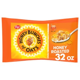 Honey Bunches of Oats Honey Roasted Breakfast Cereal Bag with Oats and Granola Clusters, Low Fat with Whole Grains, 32 oz Bag Cereal