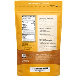 Judee’s Dried Egg White Protein Powder 1lb (16oz) - Pasteurized, USDA Certified, 100% Non-GMO, Gluten-Free & Nut-Free - Just One Ingredient - Made in USA - Use in Baking - Make Whipped Egg Whites