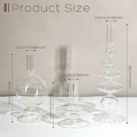 Rtteri 3 Pcs Glass Candlestick Holders Glass Taper Candle Holders Groovy Candlestick Wavy Elegant Glass Candlestick for Home Party Centerpiece(Clear)