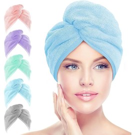 Microfiber Hair Towel Wrap 5 Pack - Super Absorbent Quick Dry for All Hair Types, Anti Frizz Hair Accessory for Women - Color: Multicolor-b, Item Package: 5