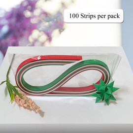 Red, White, Green Paper Strips for Weaving Projects (Multi Color Packs). Paper Strips for Moravian Stars, German Stars and Froebel Stars. 100 Strips per Pack (3/8 x 19 inch)