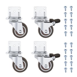 YINETTECH 4 Pieces 2 Inch Swivel Castors L-Mounting Plate Castor 2 Pieces with Brake 2 Pieces without Brake for Furniture Flower Stand Cribs Table Load Capacity 55 lbs per Wheel