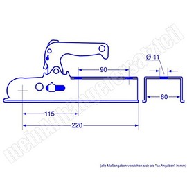 Berndes ALBE Trailer Hitch Ball Trailer Coupling Ball and Socket Coupling 60 MM Square Tube 80 V EM 05260 F
