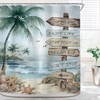 Riyidecor Tropical Beach Palm Tree Shower Curtain for Bathroom Decor
