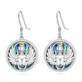 VENACOLY Scarab Earrings 925 Sterling Silver Scarab Beetle Earrings Egyptian Protection Jewellery Gifts for Women, Sterling Silver, No Gemstone