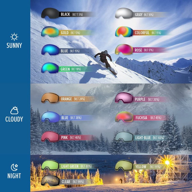 OutdoorMaster OTG Ski Goggles - Over Glasses Ski/Snowboard Goggles for