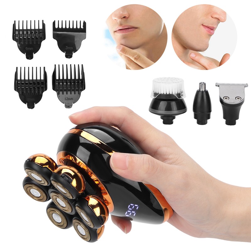 5 in 1 Electric Head Shaver IPX7 Waterproof Intelligent Floating