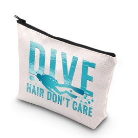BDPWSS Scuba Diving Gift Diving Makeup Bag Dive Hair Don't Care For Diving Lover Gift Scuba Diver Gift Diving Coach Gift (Dive Hair Care)