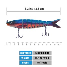 BINC Bionic Fishing Lures for Bass Trout Slow Sinking Jointed Swimbaits Lifelike Swimming Hard Baits for Saltwater Freshwater, Pack of 3 with Fishing Tackle Box, Gift for Men